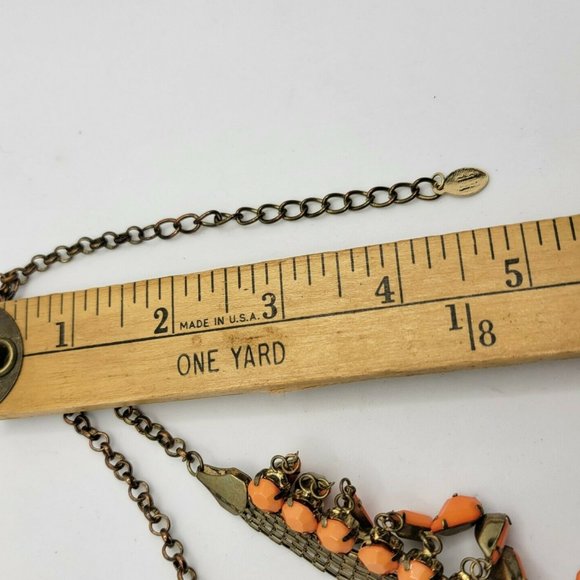 80s Cool Egyptian Style Collar Bib Necklace Orange By Laila Rowe - Picture 5 of 5